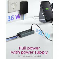 ICY BOX 7-PORT TYPE-C 3.2 GEN2 HUB WITH LCD SCREEN AND PSU 36W