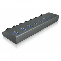 ICY BOX 7-PORT USB3.2 ALUMINIUM HUB WITH INDIVIDUAL ON/OFF SWITCHES, POWER SUPPLY AND CABLE 1M