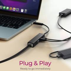 ICY BOX 4 PORT TYPE-C/USB 3.2 HUB AND LAN ADAPTER