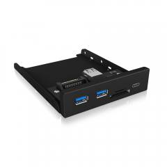 ICY BOX FRONT PANEL 4-PORT USB3.2 HUB AND CARD READER BLACK