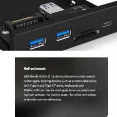 ICY BOX FRONT PANEL 4-PORT USB3.2 HUB AND CARD READER BLACK