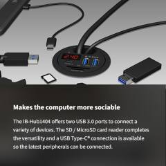 ICY BOX 3-PORT LED DESK HUB AND CARD READER