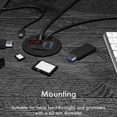 ICY BOX 3-PORT LED DESK HUB AND CARD READER