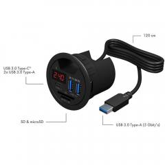 ICY BOX 3-PORT LED DESK HUB AND CARD READER