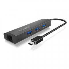 ICY BOX TYPE-C 3-PORT HUB WITH GIGABIT-LAN PORT