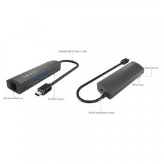 ICY BOX TYPE-C 3-PORT HUB WITH GIGABIT-LAN PORT