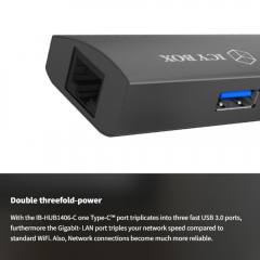 ICY BOX TYPE-C 3-PORT HUB WITH GIGABIT-LAN PORT