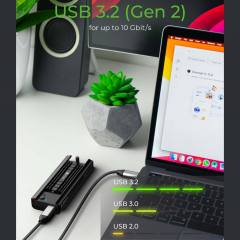 ICY BOX TYPE-C/USB 3.2 M.2 NVMe & SATA DOCKING TOOLESS BLACK
