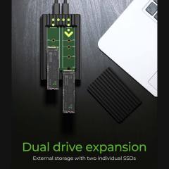 ICY BOX DUAL NVMe SSD ENCLOSURE WITH CLONE FUNCTION AND USB TO TYPE-C CABLE BLACK