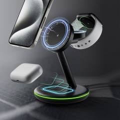 ICY BOX 3 IN 1 WIRELESS CHARGING STAND FOR SMARTPHONES, SMARTWATCH & EARPHONES ANTHRACITE