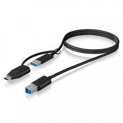 ICY BOX USB 3.2 PLUG-B TO USB & TYPE-C 1M BLACK