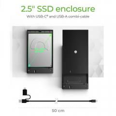 ICY BOX EXTERNAL USB 3.2 2.5' SATA ENCLOSURE WITH COMBI-CABLE BLACK