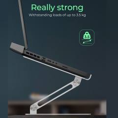 ICY BOX NON-SLIP & HEIGHT ADJUSTABLE NOTEBOOK HOLDER 17' SILVER