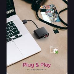 ICY BOX 3-PORT MULTICARD USB 3.2 CARD READER BLACK