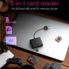 ICY BOX 3-PORT MULTICARD USB 3.2 CARD READER BLACK