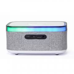 GEMBIRD DIGITAL ALARM CLOCK WITH SPEAKER AND WIRELESS CHARGING FUNCTION WHITE/LIGHT GREY