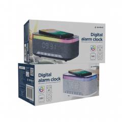 GEMBIRD DIGITAL ALARM CLOCK WITH SPEAKER AND WIRELESS CHARGING FUNCTION WHITE/LIGHT GREY