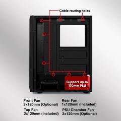 ARMAGGEDDON GAMING PC CASE WITH 3 ARGB FANS TRITRON PRO 300 BLACK