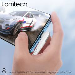 LAMTECH TYPE-C TO TYPE-C 60W ANGLED DATA & CHARGE CABLE 1M WHITE