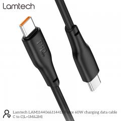 LAMTECH CHARGE AND DATA CABLE TYPE-C TO TYPE-C 60W 1M BLACK