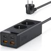 TESSAN 6 IN 1 POWER STRIP 2xSCHUKO 2xUSB 2xTYPE-C 30W WITH CABLE 2M BLACK