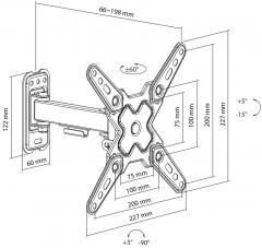 SBOX SWIVEL WALL MOUNT 13' - 43' / 33 - 109CM VESA MAX 200x200