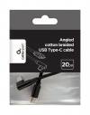 CABLEXPERT ANGLED COTTON BRAIDED USB TYPE-C MALE-MALE CHARGING & DATA CABLE 0.2M BLACK