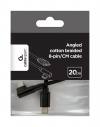 CABLEXPERT ANGLED COTTON BRAIDED 8-PIN USB CM-8PIN CHARGING & DATA CABLE 0.2M BLACK
