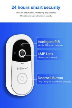 SRIHOME WIFI SMART DOORBELL SET 4MP