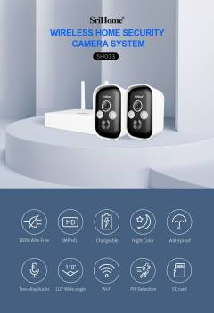 SRIHOME LOW POWER BATTERY SECURITY CAMERA SYSTEM 3MP