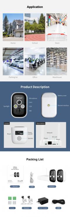 SRIHOME LOW POWER BATTERY SECURITY CAMERA SYSTEM 3MP