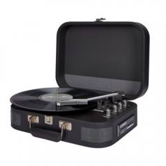 AIWA VINTAGE TURNTABLE IN LEATHER BRIEFCASE WITH 2 WAY BLUETOOTH , USB-MP3 PLAYER & RECORDER DARK SILVER