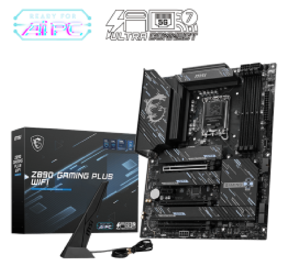 MSI MB Z890 GAMING PLUS WIFI, SOCKET INTEL LGA1851, CS INTEL Z890, 4 DIMM SOCKETS DDR5, DP/HDMI, PCI-E GEN 5.0, LAN 5G, WIFI, AT