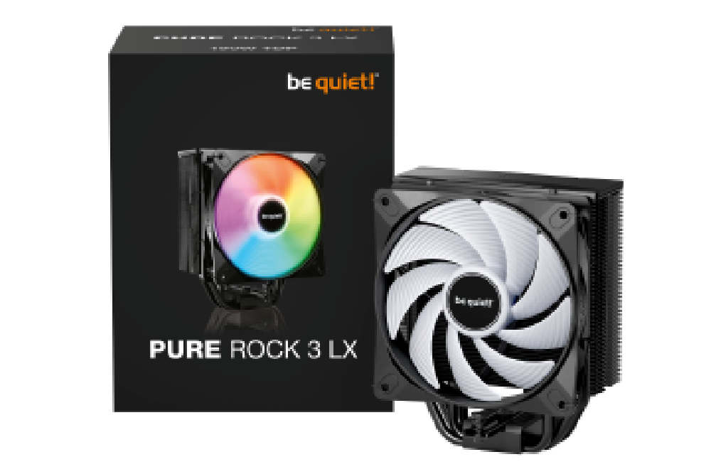 BEQUIET CPU AIR COOLER PURE ROCK 3 LX BK040, 190W TDP, INTEL SOCKET LGA 1851/1700/1200/1150/1151/1155, AMD AM4/AM5, 120MM PWM AR
