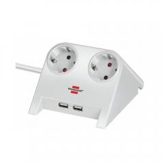 Brennenstuhl Desktop-Power USB-Charger with 2x USB-2.0 charger 2100mA 2-way socket, white polished 1.8m H05VV-F 3G1.5 (115352022