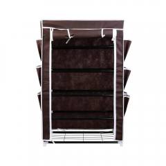 Bakaji Παπουτσοθήκη Εξοικονόμησης Χώρου 6 Ραφιών 18 Ζευγών Ράφι Ατσάλι και Ύφασμα TNT Καφέ (2830795) (BAK2830795)