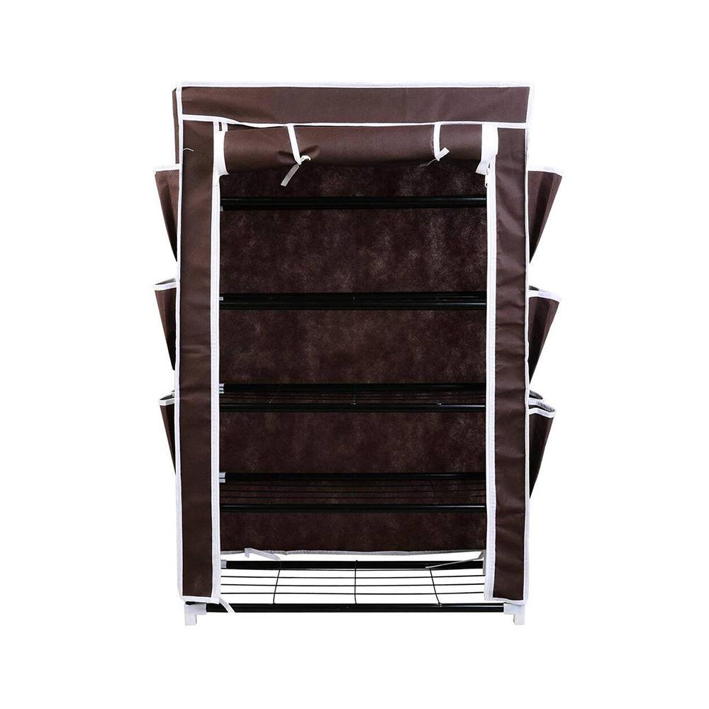 Bakaji Παπουτσοθήκη Εξοικονόμησης Χώρου 6 Ραφιών 18 Ζευγών Ράφι Ατσάλι και Ύφασμα TNT Καφέ (2830795) (BAK2830795)