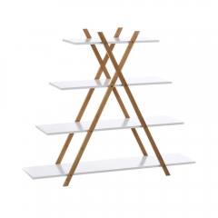 Bakaji Βιβλιοθήκη Μοντέρνου Σχεδιασμού Ράφι 4 Επιπέδων Ξύλο MDF και Μπαμπού Σπίτι Γραφείο Λευκό (2834489) (BAK2834489)